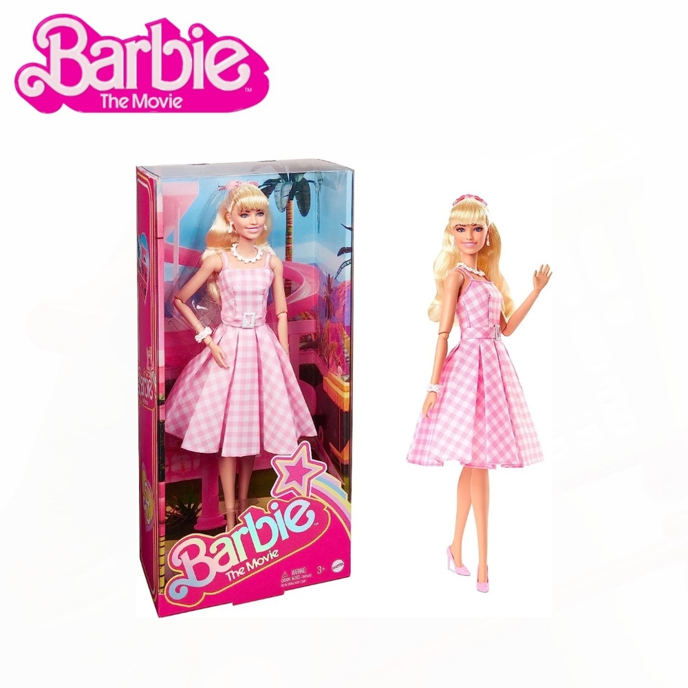 Barbie The Movie Doll Pink Gingham Dress Margot Robbie Collectible 2023